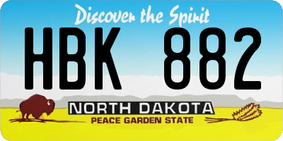 ND license plate HBK882