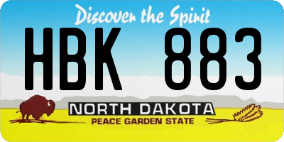 ND license plate HBK883