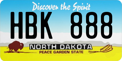 ND license plate HBK888