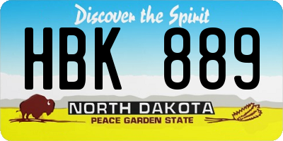 ND license plate HBK889