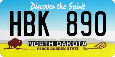 ND license plate HBK890