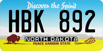 ND license plate HBK892