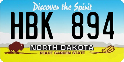 ND license plate HBK894