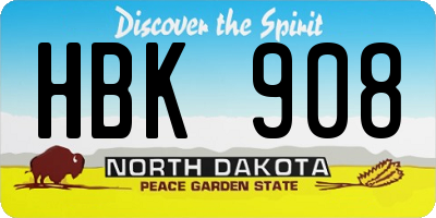 ND license plate HBK908