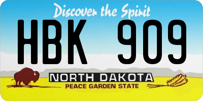 ND license plate HBK909