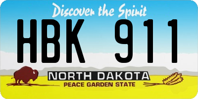 ND license plate HBK911