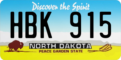 ND license plate HBK915