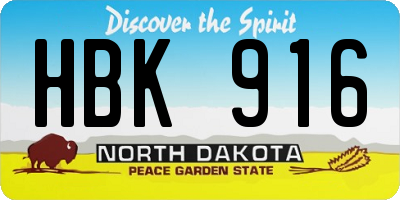 ND license plate HBK916