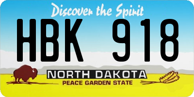 ND license plate HBK918