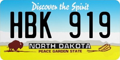 ND license plate HBK919