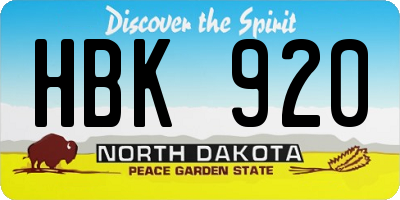 ND license plate HBK920