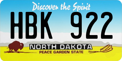 ND license plate HBK922