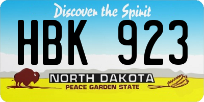 ND license plate HBK923