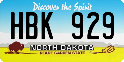 ND license plate HBK929