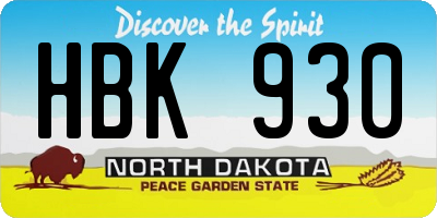 ND license plate HBK930