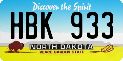 ND license plate HBK933