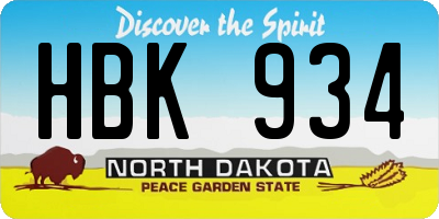 ND license plate HBK934