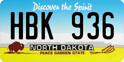 ND license plate HBK936