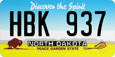 ND license plate HBK937