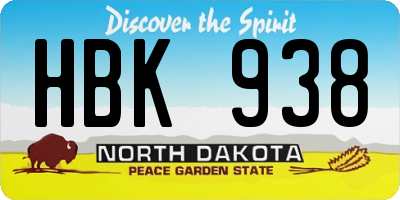 ND license plate HBK938