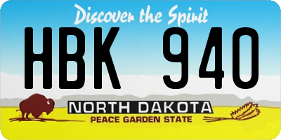 ND license plate HBK940