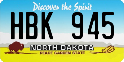 ND license plate HBK945