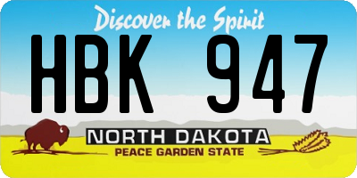 ND license plate HBK947