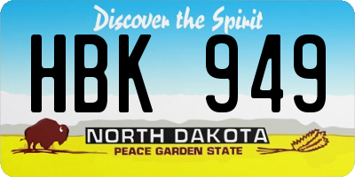 ND license plate HBK949