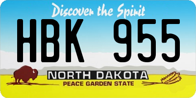 ND license plate HBK955