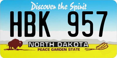 ND license plate HBK957