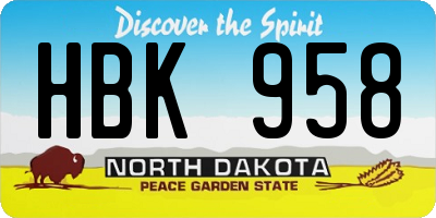 ND license plate HBK958