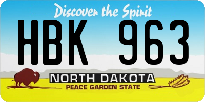 ND license plate HBK963