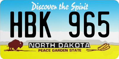 ND license plate HBK965