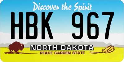 ND license plate HBK967