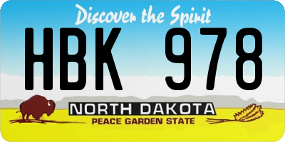 ND license plate HBK978