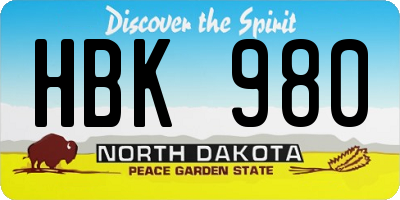 ND license plate HBK980