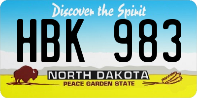 ND license plate HBK983