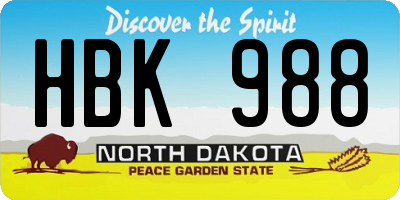 ND license plate HBK988