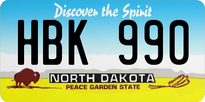 ND license plate HBK990