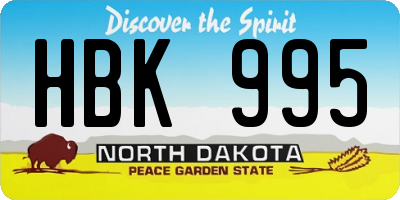 ND license plate HBK995