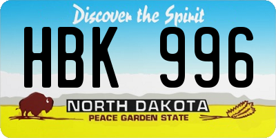 ND license plate HBK996