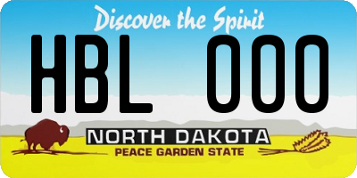 ND license plate HBL000