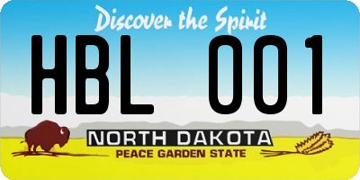 ND license plate HBL001