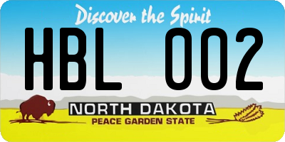 ND license plate HBL002