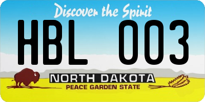 ND license plate HBL003