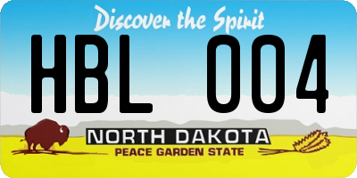 ND license plate HBL004