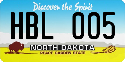 ND license plate HBL005