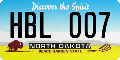 ND license plate HBL007