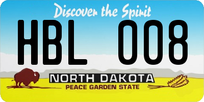 ND license plate HBL008