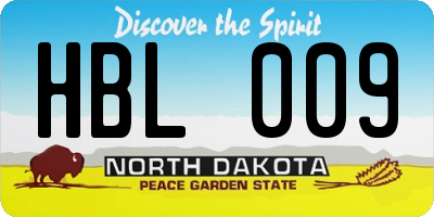 ND license plate HBL009